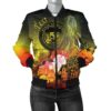 Polynesian Hawaii Custom Personalised Women's Bomber Jacket - Humpback Whale with Tropical Flowers (Yellow)- BN18 Bomber Jacket