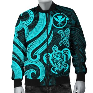 Polynesian Hawaii (Kanaka Maoli) Men Bomber Jacket - Blue Tentacle Turtle - BN11 Bomber Jacket