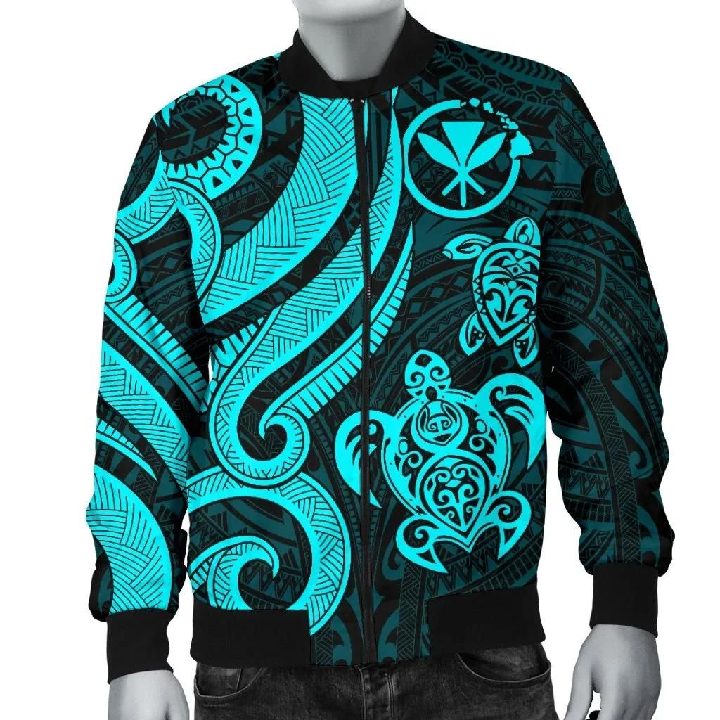 Polynesian Hawaii (Kanaka Maoli) Men Bomber Jacket - Blue Tentacle Turtle - BN11 Bomber Jacket Polynesian Hawaii (Kanaka Maoli) Men Bomber Jacket - Blue Tentacle Turtle - BN11 Bomber Jacket