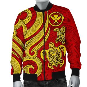Polynesian Hawaii (Kanaka Maoli) Men Bomber Jacket - Red Tentacle Turtle - BN11 Bomber Jacket