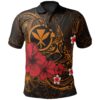 Polynesian Hawaii Kanaka Maoli Polo Shirts - Humpback Whale with Hibiscus (Golden) - BN15