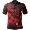 Polynesian Hawaii Kanaka Maoli Polo Shirts - Humpback Whale with Hibiscus (Red) - BN15