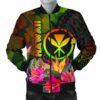 Polynesian Hawaii Kanaka Maoli Polynesian Men's Bomber Jacket -  Hibiscus and Banana Leaves - BN15 Bomber Jacket