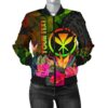 Polynesian Hawaii Kanaka Maoli Polynesian Personalised Women's Bomber Jacket - Hibiscus and Banana Leaves - BN15 Bomber Jacket