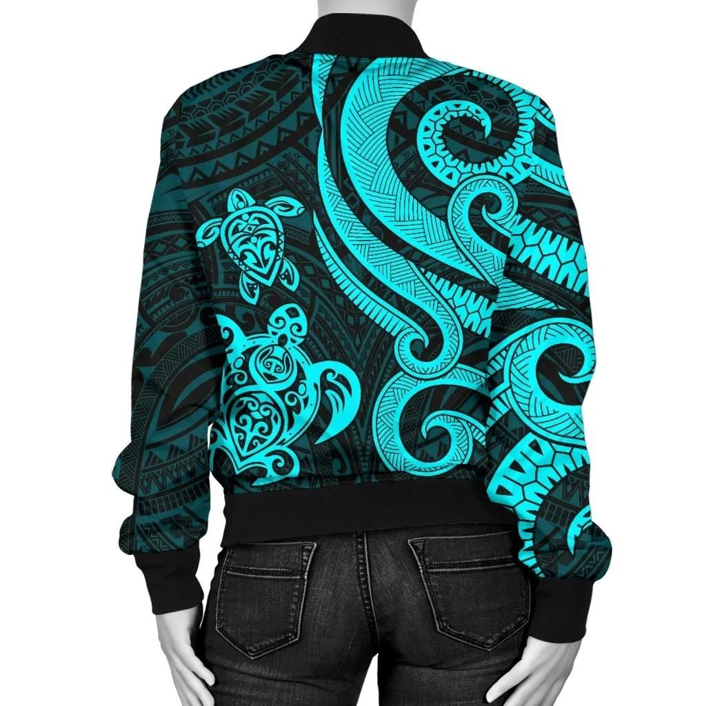 Polynesian-Hawaii-Kanaka-Maoli-Women-Bomber-Jacket-Blue-Tentacle-Turtle-BN11-Bomber-Jacket-1