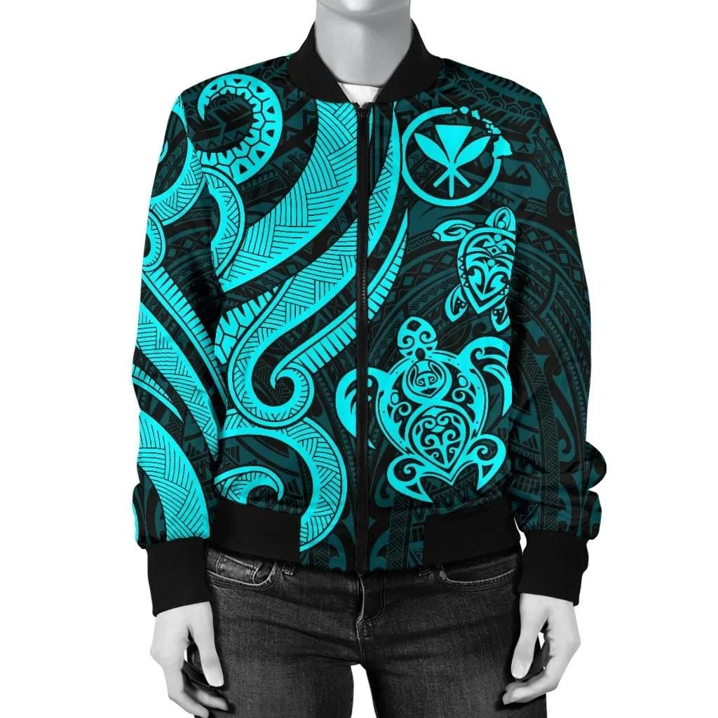 Polynesian Hawaii (Kanaka Maoli) Women Bomber Jacket - Blue Tentacle Turtle - BN11 Bomber Jacket Polynesian Hawaii (Kanaka Maoli) Women Bomber Jacket - Blue Tentacle Turtle - BN11 Bomber Jacket