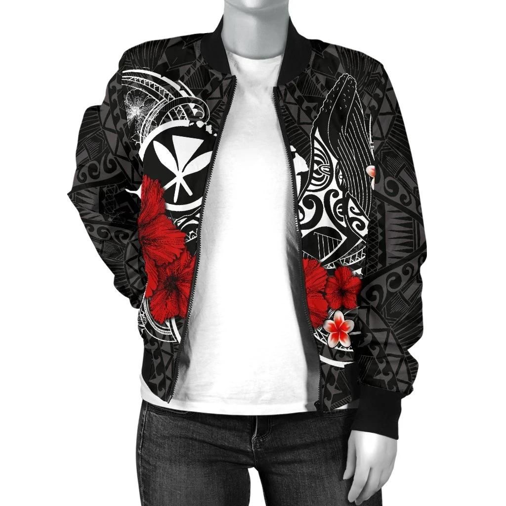 Polynesian-Hawaii-Kanaka-Maoli-Womens-Bomber-Jacket-Humpback-Whale-with-Hibiscus-White-BN15-Bomber-Jacket-2
