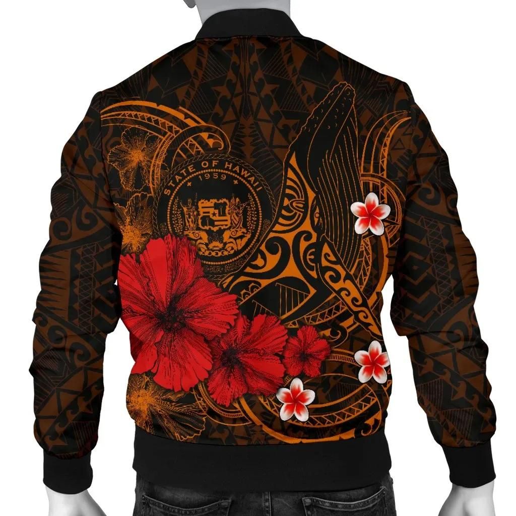 Polynesian-Hawaii-Mens-Bomber-Jacket-Humpback-Whale-with-Hibiscus-Golden-BN15-Bomber-Jacket-1