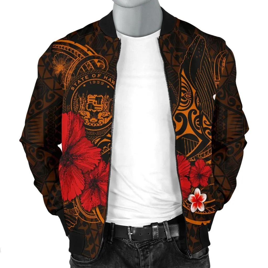 Polynesian-Hawaii-Mens-Bomber-Jacket-Humpback-Whale-with-Hibiscus-Golden-BN15-Bomber-Jacket-2
