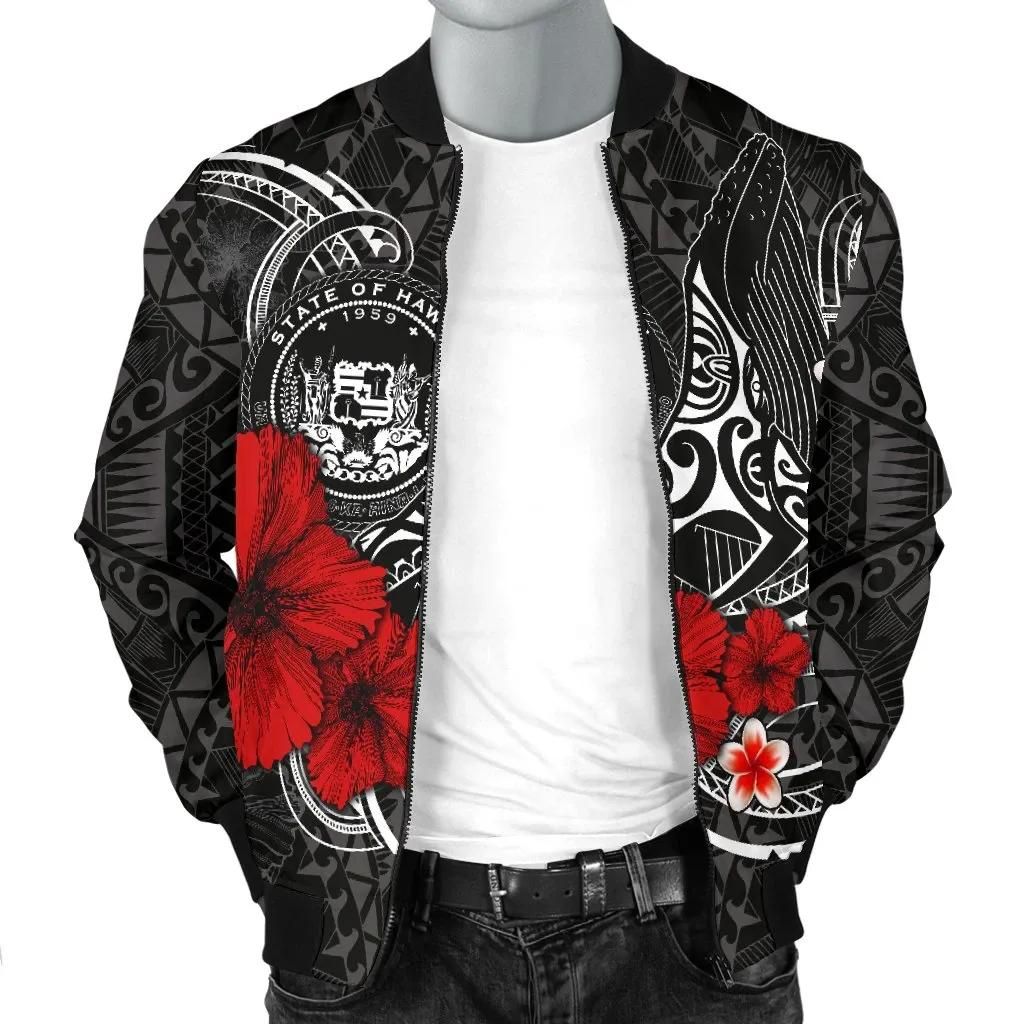 Polynesian-Hawaii-Mens-Bomber-Jacket-Humpback-Whale-with-Hibiscus-White-BN15-Bomber-Jacket-2