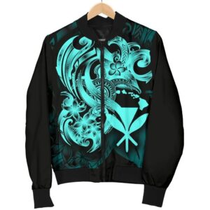 Polynesian Hawaii Men's Bomber Jacket - Kanaka Maoli Blue Turtle - BN12 Bomber Jacket