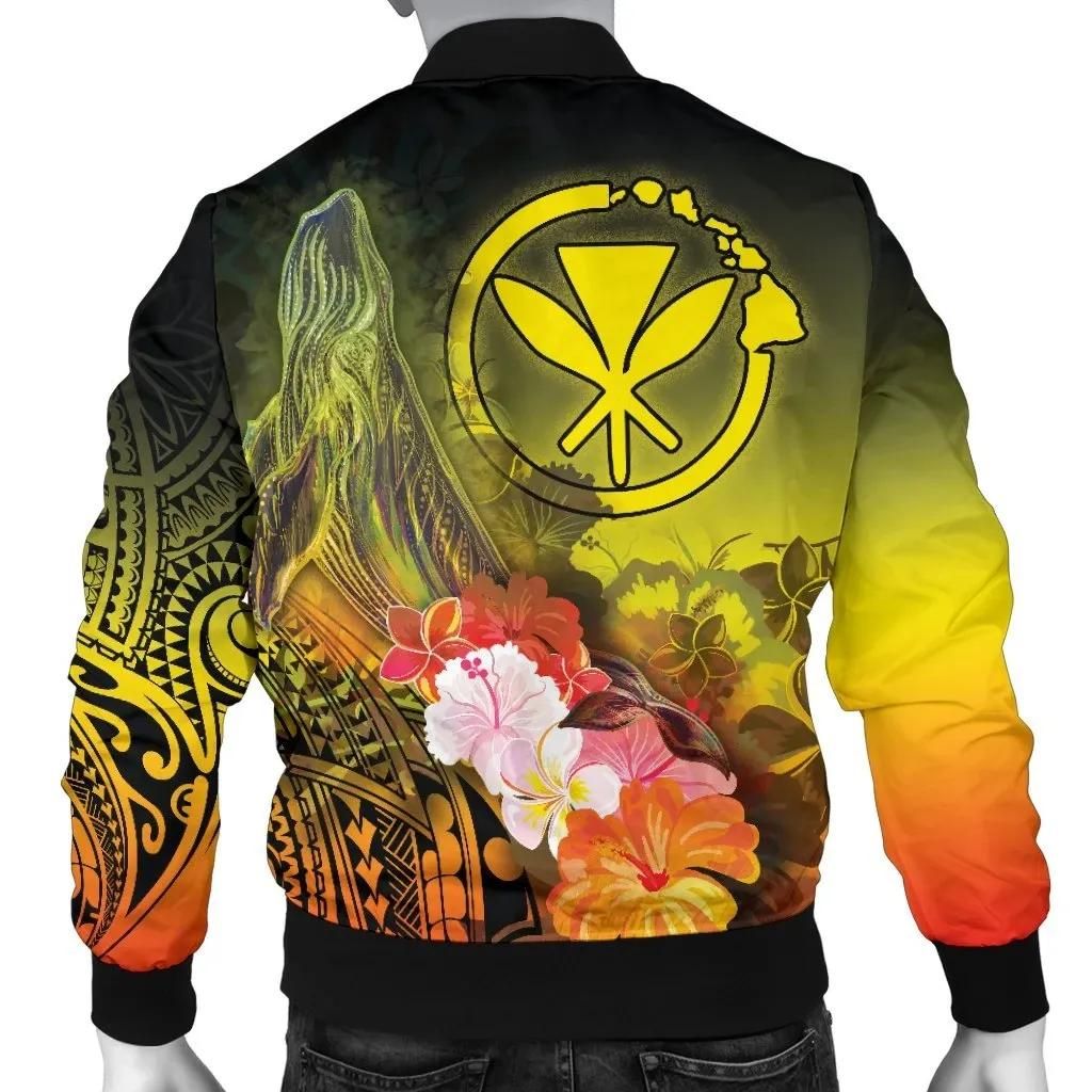 Polynesian-Hawaii-Mens-Bomber-Jacket-Kanaka-Maoli-Humpback-Whale-with-Tropical-Flowers-Yellow-BN18-Bomber-Jacket-1