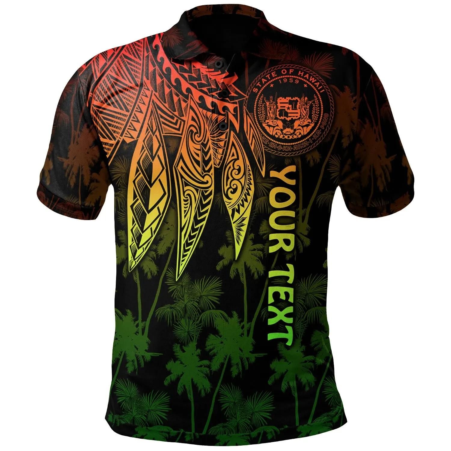 Polynesian Hawaii Personalised Polo Shirt - Polynesian Wings (Reggae) - BN15 Polynesian Hawaii Personalised Polo Shirt - Polynesian Wings (Reggae) - BN15