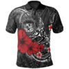 Polynesian Hawaii  Polo Shirt - Humpback Whale with Hibiscus (White) - BN15