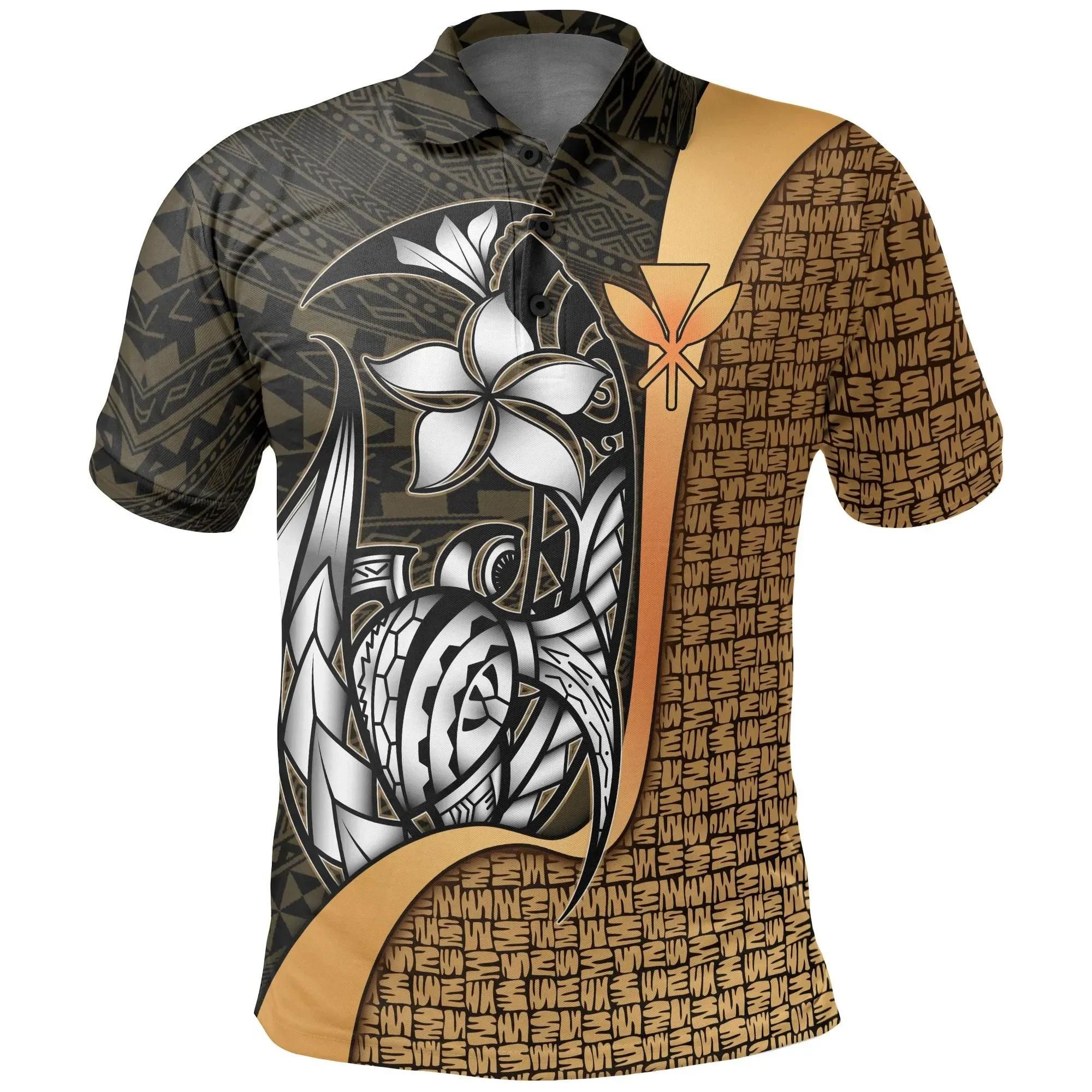 Polynesian Hawaii Polo Shirt Kanaka Maoli Gold - Turtle with Hook - BN11 Polynesian Hawaii Polo Shirt Kanaka Maoli Gold - Turtle with Hook - BN11