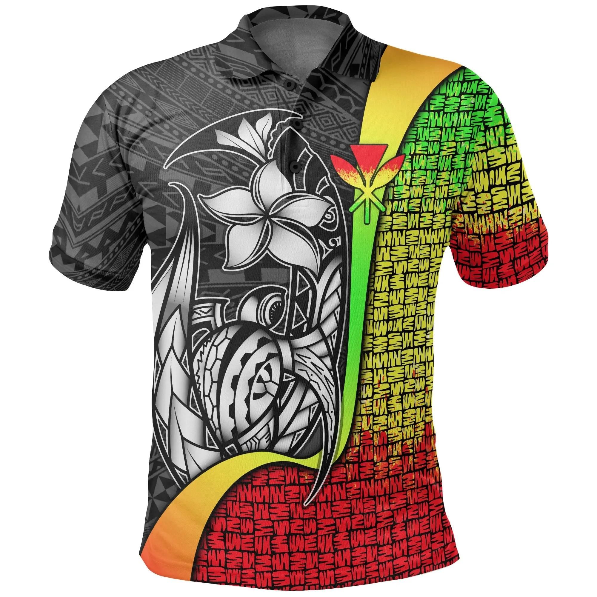 Polynesian Hawaii Polo Shirt Kanaka Maoli bReggae - Turtle with Hook - BN11 Polynesian Hawaii Polo Shirt Kanaka Maoli bReggae - Turtle with Hook - BN11