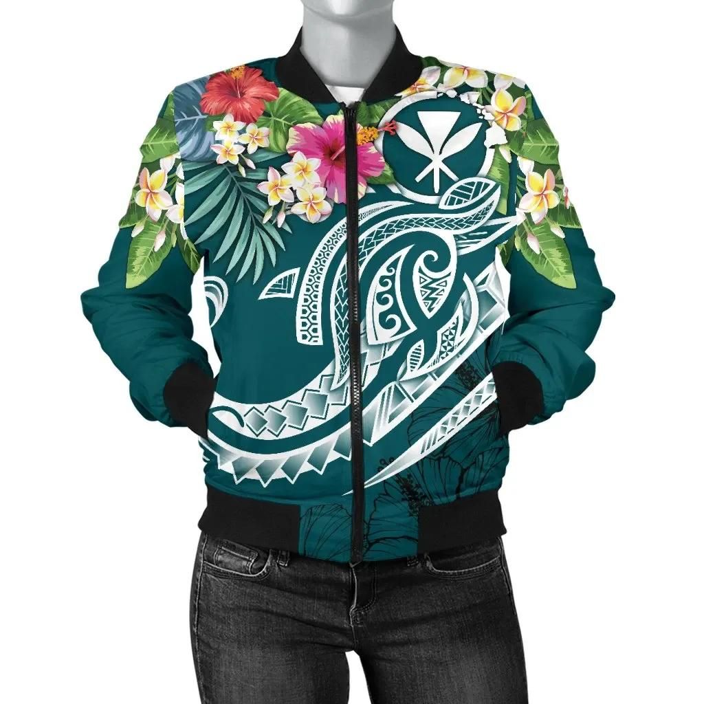 Polynesian Kanaka Maoli Women's Bomber Jacket - Summer Plumeria - BN15 Bomber Jacket Polynesian Kanaka Maoli Women's Bomber Jacket - Summer Plumeria - BN15 Bomber Jacket