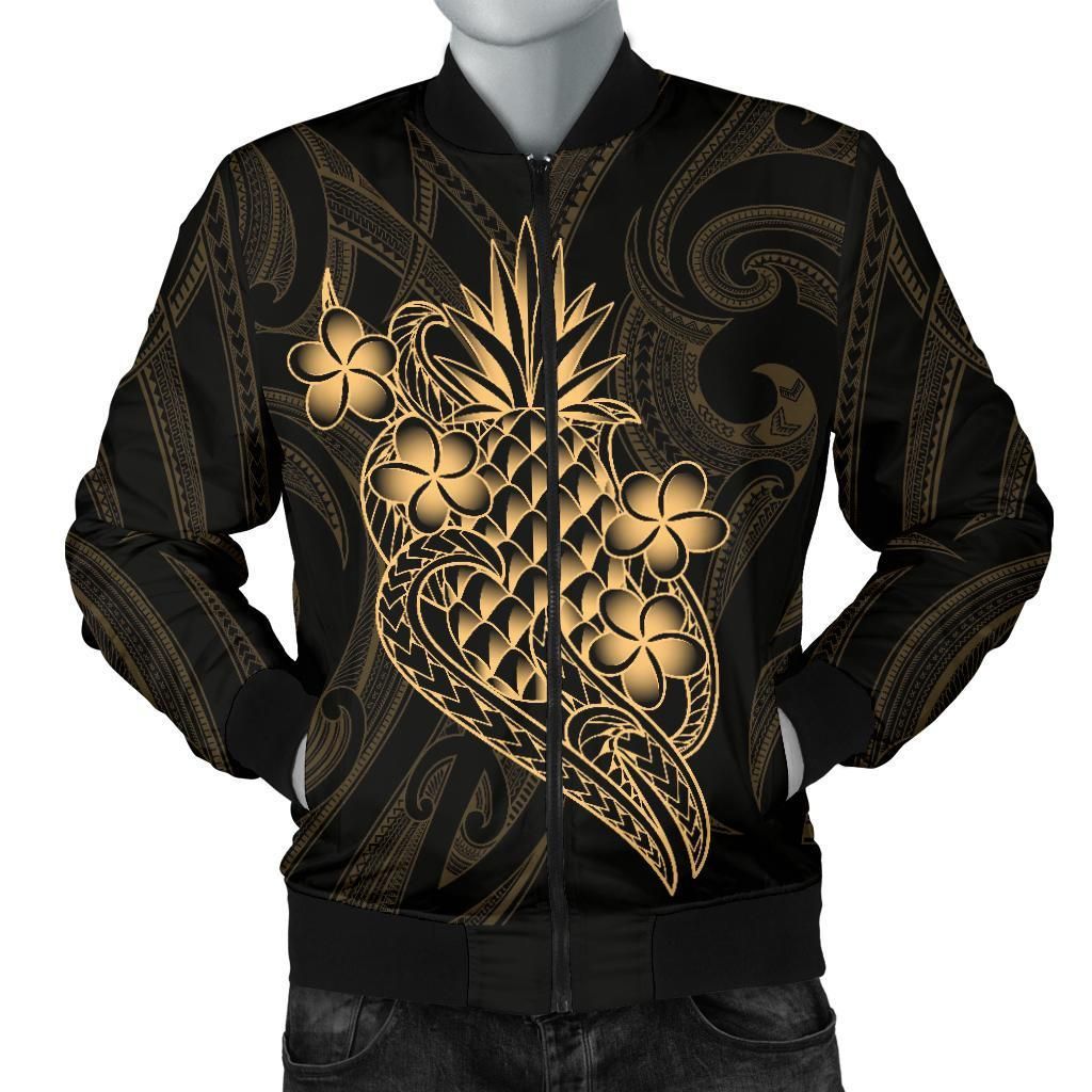 Polynesian Men's Bomber Jacket - Gold Pineapple - BN12 Polynesian Men's Bomber Jacket - Gold Pineapple - BN12