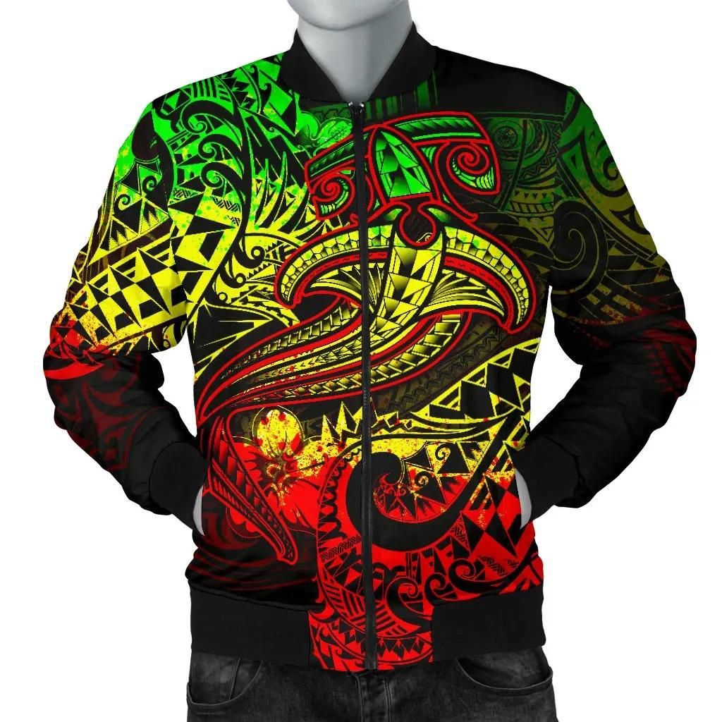 Polynesian Men's Bomber Jacket - Reggae Shark Polynesian Tattoo - BN18 Bomber Jacket Polynesian Men's Bomber Jacket - Reggae Shark Polynesian Tattoo - BN18 Bomber Jacket