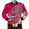 Polynesian Men's Bomber Jacket - Turtle Plumeria Pink Color - BN18 Bomber Jacket