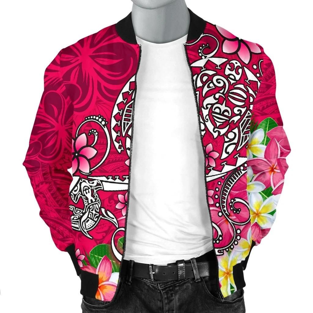 Polynesian-Mens-Bomber-Jacket-Turtle-Plumeria-Pink-Color-BN18-Bomber-Jacket-2