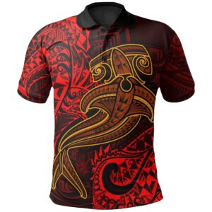 Polynesian Polo Shirt - Red Shark Polynesian Tattoo - BN18