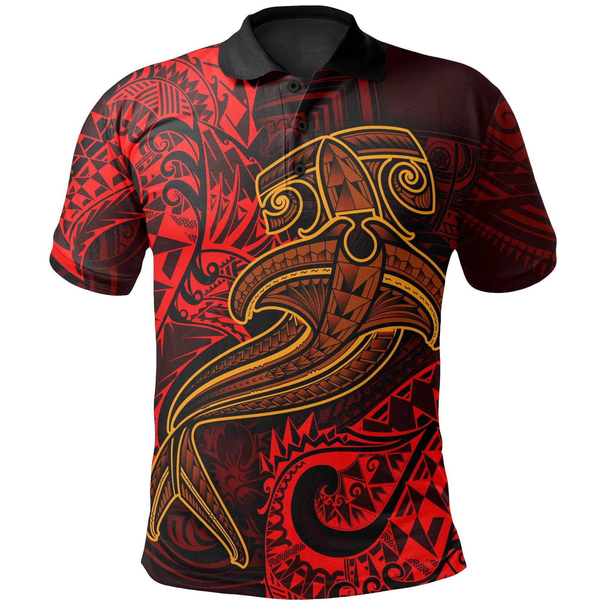 Polynesian Polo Shirt - Red Shark Polynesian Tattoo - BN18 Polynesian Polo Shirt - Red Shark Polynesian Tattoo - BN18