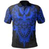 Polynesian Polo Shirt - Tattoo Tiki Mask Blue - BN12