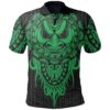 Polynesian Polo Shirt - Tattoo Tiki Mask Green - BN12