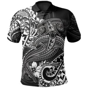 Polynesian Polo Shirt - White Shark Polynesian Tattoo - BN18