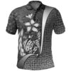 Polynesian Polo Shirt bWhite - Turtle with Hook - BN11