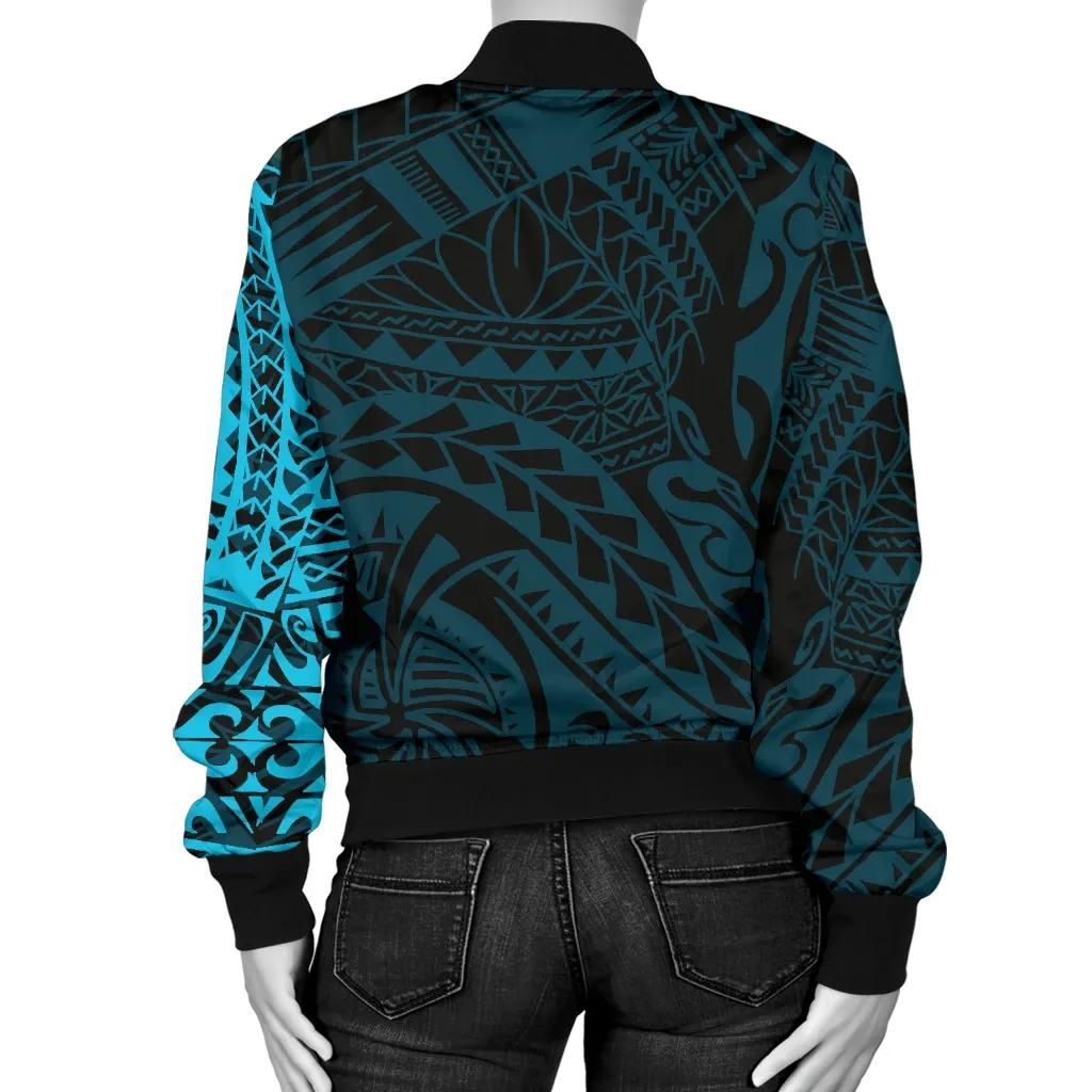 Polynesian-Tattoo-Style-Womens-Bomber-Jacket-Blue-A7-Bomber-Jacket-1