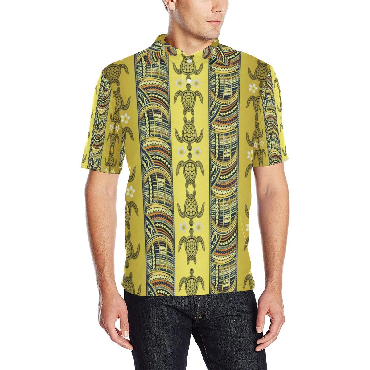 Polynesian Turtle Hawaiian Design Print Men Polo Shirt Polynesian Turtle Hawaiian Design Print Men Polo Shirt