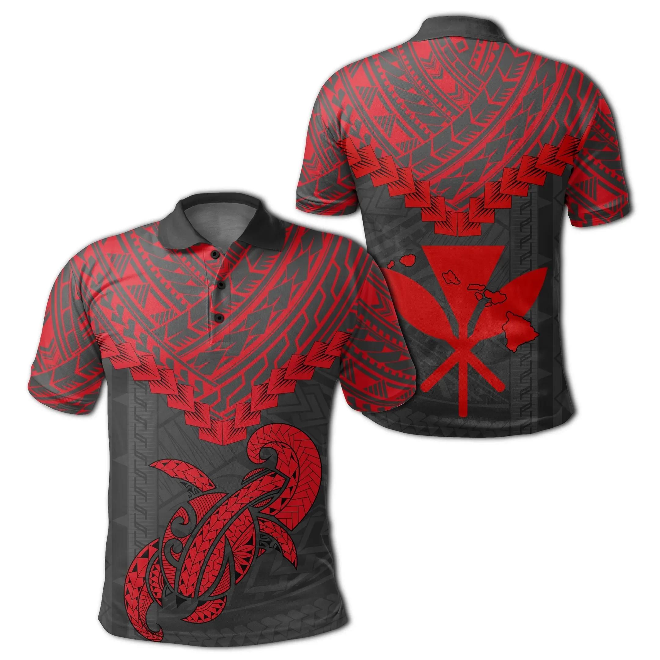 Polynesian Turtle Kanaka Map Hawaii Polo Shirt - Red - Ti Style - AH - J3 Polynesian Turtle Kanaka Map Hawaii Polo Shirt - Red - Ti Style - AH - J3