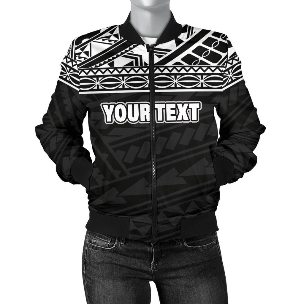 Polynesian Women's Bomber Jacket - Custom Black Style - BN09 Bomber Jacket Polynesian Women's Bomber Jacket - Custom Black Style - BN09 Bomber Jacket
