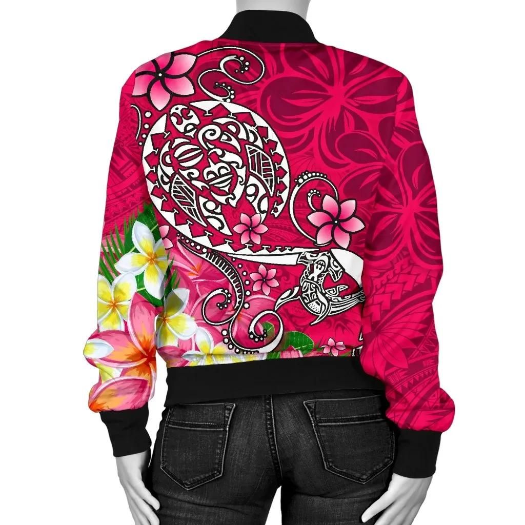 Polynesian-Womens-Bomber-Jacket-Turtle-Plumeria-Pink-Color-BN18-Bomber-Jacket-1
