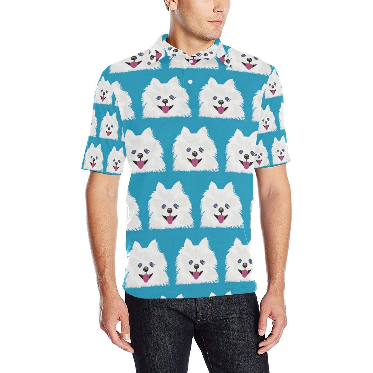 Pomeranians Pattern Print Design A05 Men Polo Shirt Pomeranians Pattern Print Design A05 Men Polo Shirt