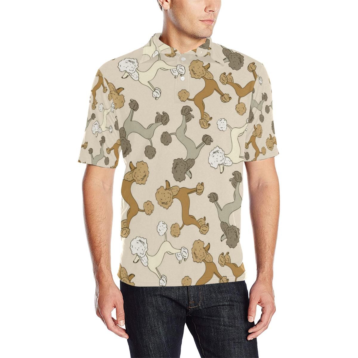 Poodle Pattern Print Design A01 Men Polo Shirt Poodle Pattern Print Design A01 Men Polo Shirt