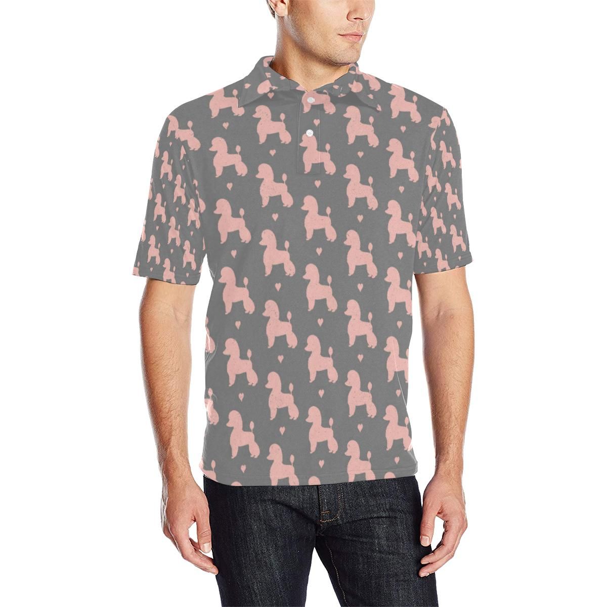 Poodle Pattern Print Design A02 Men Polo Shirt Poodle Pattern Print Design A02 Men Polo Shirt