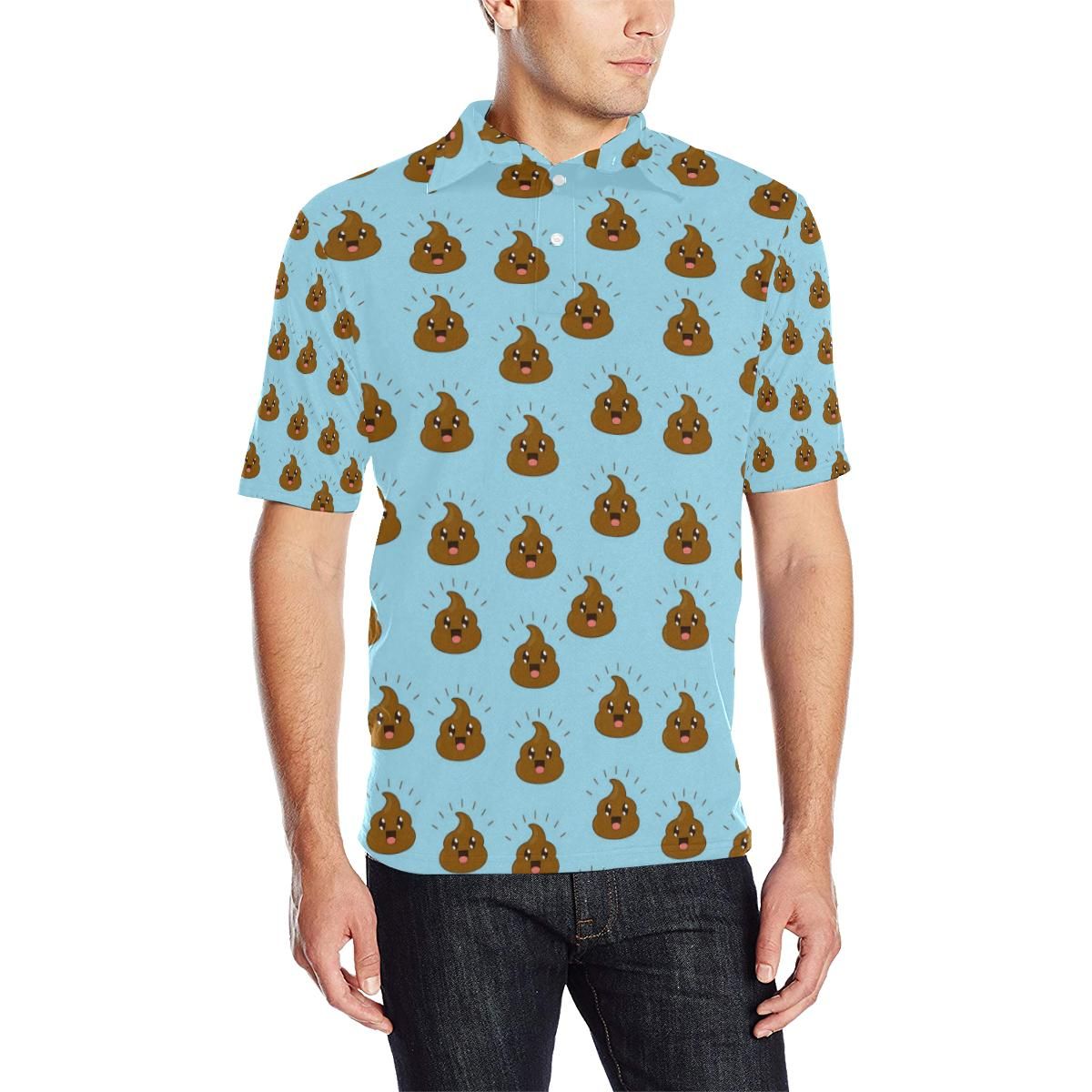 Poop Emoji Pattern Print Design A03 Men Polo Shirt Poop Emoji Pattern Print Design A03 Men Polo Shirt