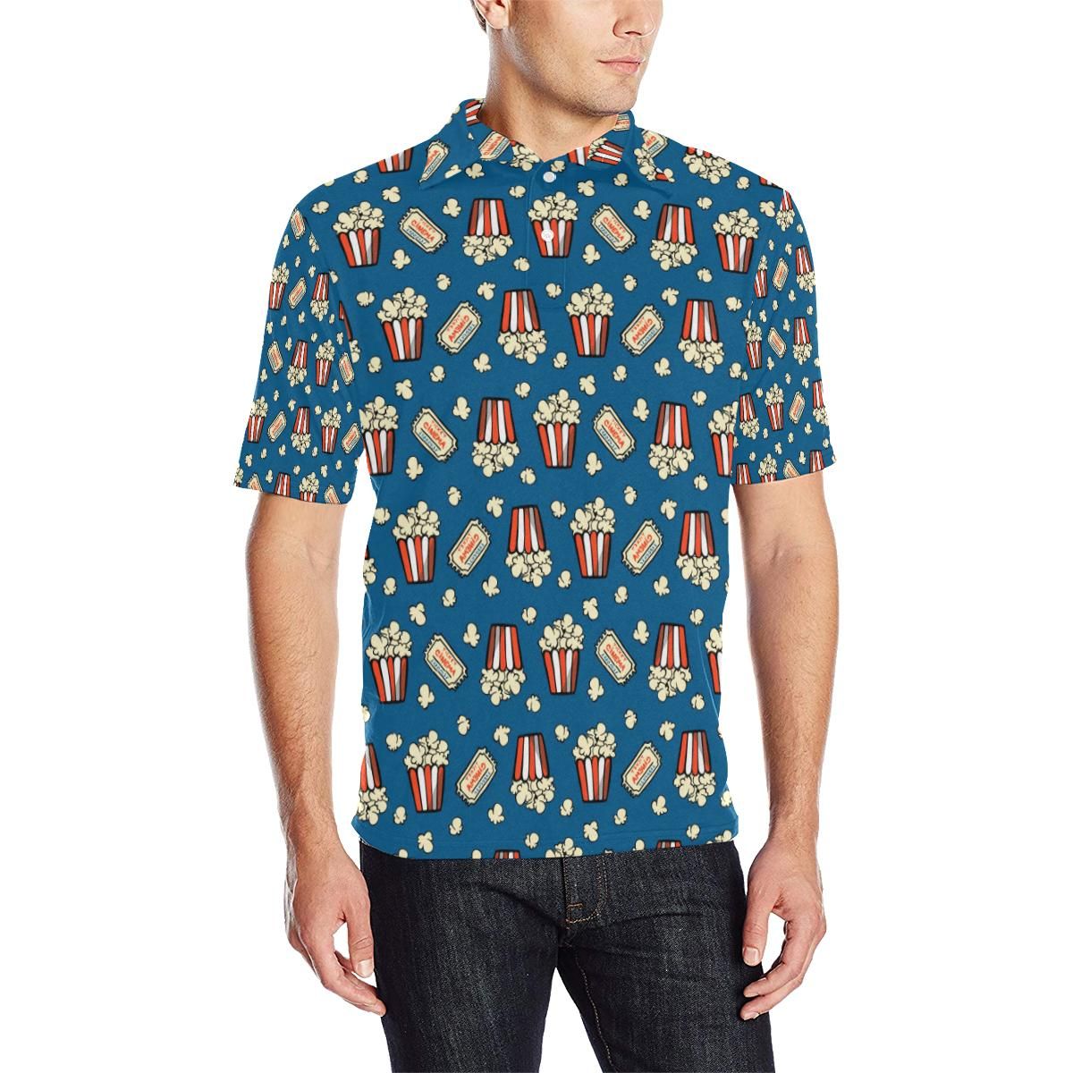 Popcorn Pattern Print Design A03 Men Polo Shirt Popcorn Pattern Print Design A03 Men Polo Shirt
