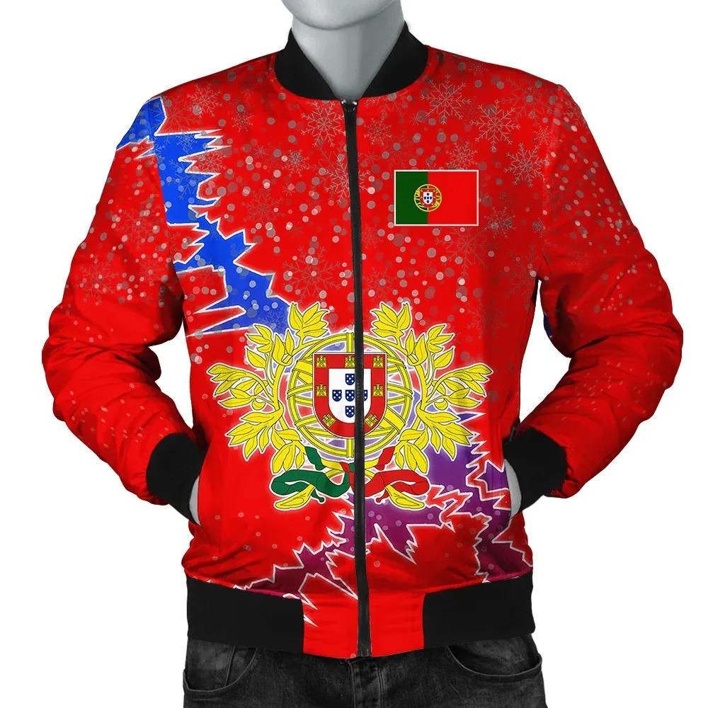 Portugal Christmas Coat Of Arms Men Bomber Jacket X Style J78 Portugal Christmas Coat Of Arms Men Bomber Jacket X Style J78