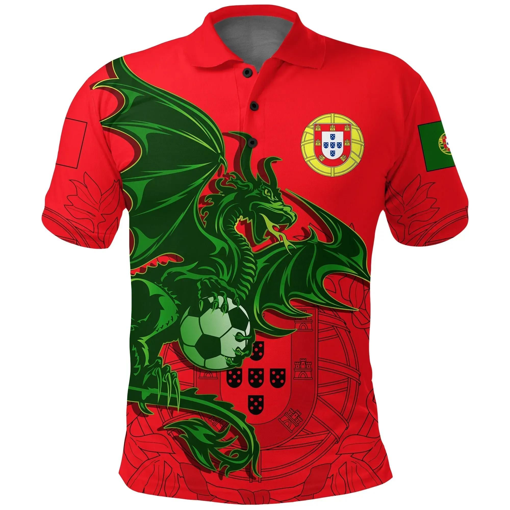 Portugal Football Dragon Green Polo Shirt K4 Portugal Football Dragon Green Polo Shirt K4