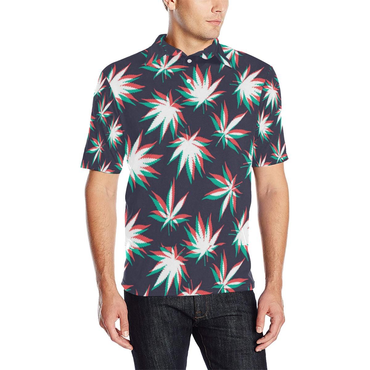 Pot Leaf Pattern Print Design A01 Men Polo Shirt Pot Leaf Pattern Print Design A01 Men Polo Shirt