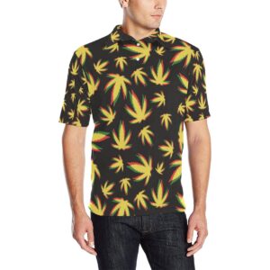 Pot Leaf Pattern Print Design A02 Men Polo Shirt