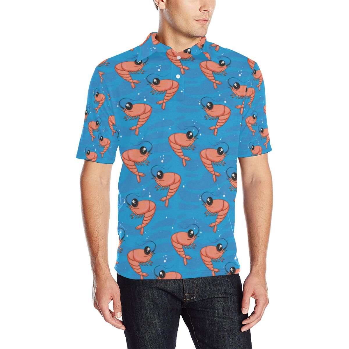 Prawn Cute Pattern Print Design 03 Men Polo Shirt Prawn Cute Pattern Print Design 03 Men Polo Shirt
