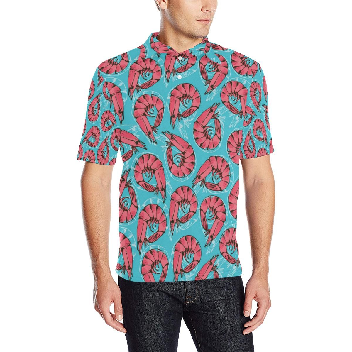 Prawn Pattern Print Design 01 Men Polo Shirt Prawn Pattern Print Design 01 Men Polo Shirt