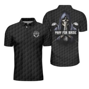 Pray For Birdie Golf Skeleton Polo Shirt