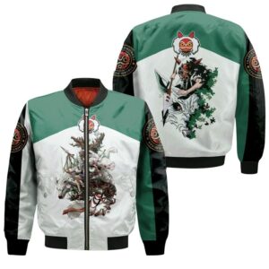 Princess Mononoke Beautiful Girl San Moro-No-Kimi Wolf Kodama Spirit Gift For Mononoke Hime Fans Bomber Jacket