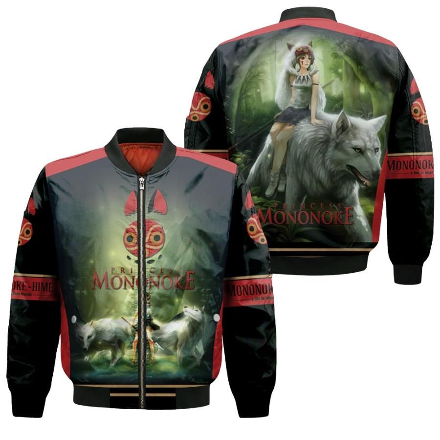 Princess Mononoke Moro-No-Kimi Mother Of Wolf Fighting Gift For Mononoke Hime Fans Bomber Jacket Princess Mononoke Moro-No-Kimi Mother Of Wolf Fighting Gift For Mononoke Hime Fans Bomber Jacket